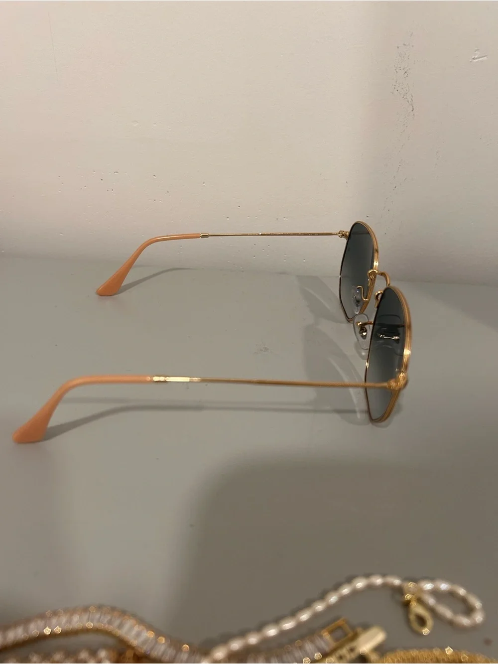 Ray-Ban Hexagonal Sunglasses. Gold Frame & Blue Gradient Lenses